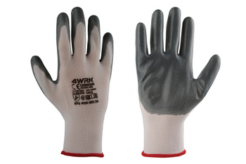 RĘKAWICE ROBOCZE NITRYLOWE RĘKAWICZKI BIAŁE POWLEKANE TRWAŁY NITRYL 11/XXL