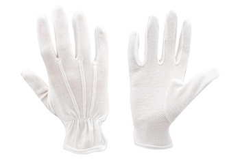 RĘKAWICZKI bawełniane KROPKI ROBOCZE PERITE BIAŁE ŚCIĄGACZ 100% BAWEŁNA L