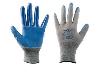 RĘKAWICE POLIESTROWO NITRYLOWE POWLEKANE SZARO-NIEBIESKIE ROZMIAR 11/XXL