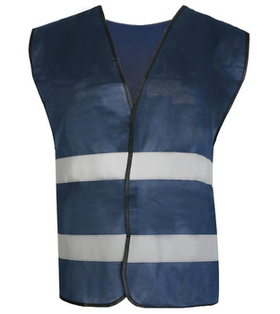 KAMIZELKA ODBLASKOWA OSTRZEGAWCZA DROGOWA ROBOCZA GRANATOWA Z PASAMI HV L