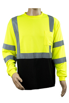 KOSZULKA ROBOCZA długi rękaw BLUZKA ODBLASKOWA T-SHIRT OSTRZEGAWCZY BHP XL