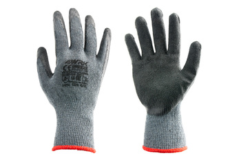 RĘKAWICE ROBOCZE SZARE OBLANE CZARNYM LATEKSEM POROWATYM 11/XXL