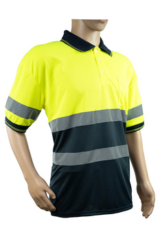 KOSZULKA ROBOCZA POLO ostrzegawcza ODBLASKOWA ŻÓŁTA HV przewiewna rozm. XXXL