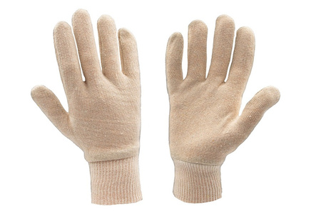 RĘKAWICZKI ROBOCZE bawełniane ochronne GALENA BEŻOWE ŚCIĄGACZ BAWEŁNA L 9