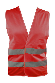 KAMIZELKA ODBLASKOWA OSTRZEGAWCZA DROGOWA ROBOCZA CZERWONA Z PASAMI HV L