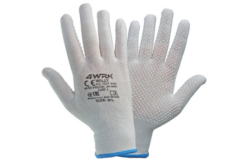 RĘKAWICE ROBOCZE OCHRONNE BIAŁE KROPKI PCV11/XXL