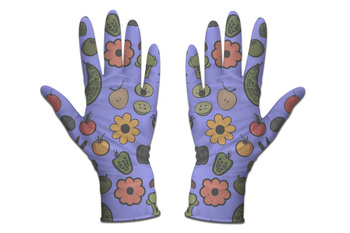 RĘKAWICZKI OGRODOWE DAMSKIE robocze Rękawice do Ogrodu NIEBIESKIE kwiaty S
